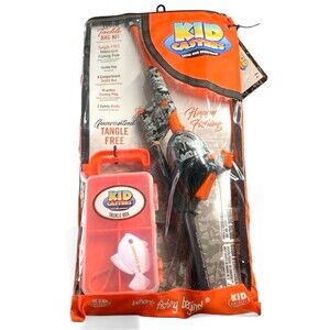 Kid Casters Tackle Bag Kit Fishing Pole, Tackle Bag, Tackle Box Hooks, Plug New